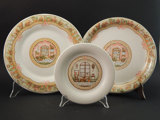 VINTAGE SERVIZIO 18 PIATTI CERAMICA SIC DECORO SWEET HOME