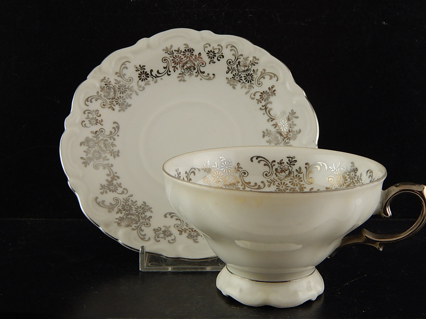 ANTICA ART DECO PREZIOSA TAZZA TE' PORCELLANA ARGENTO 925 WINTERLING BAVARIA