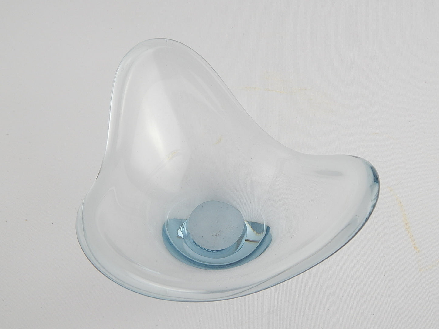 VINTAGE PORTACENERE PORTA CANDELA CRISTALLO HOLMEGAARD CRYSTAL BLUE ASH TRAY