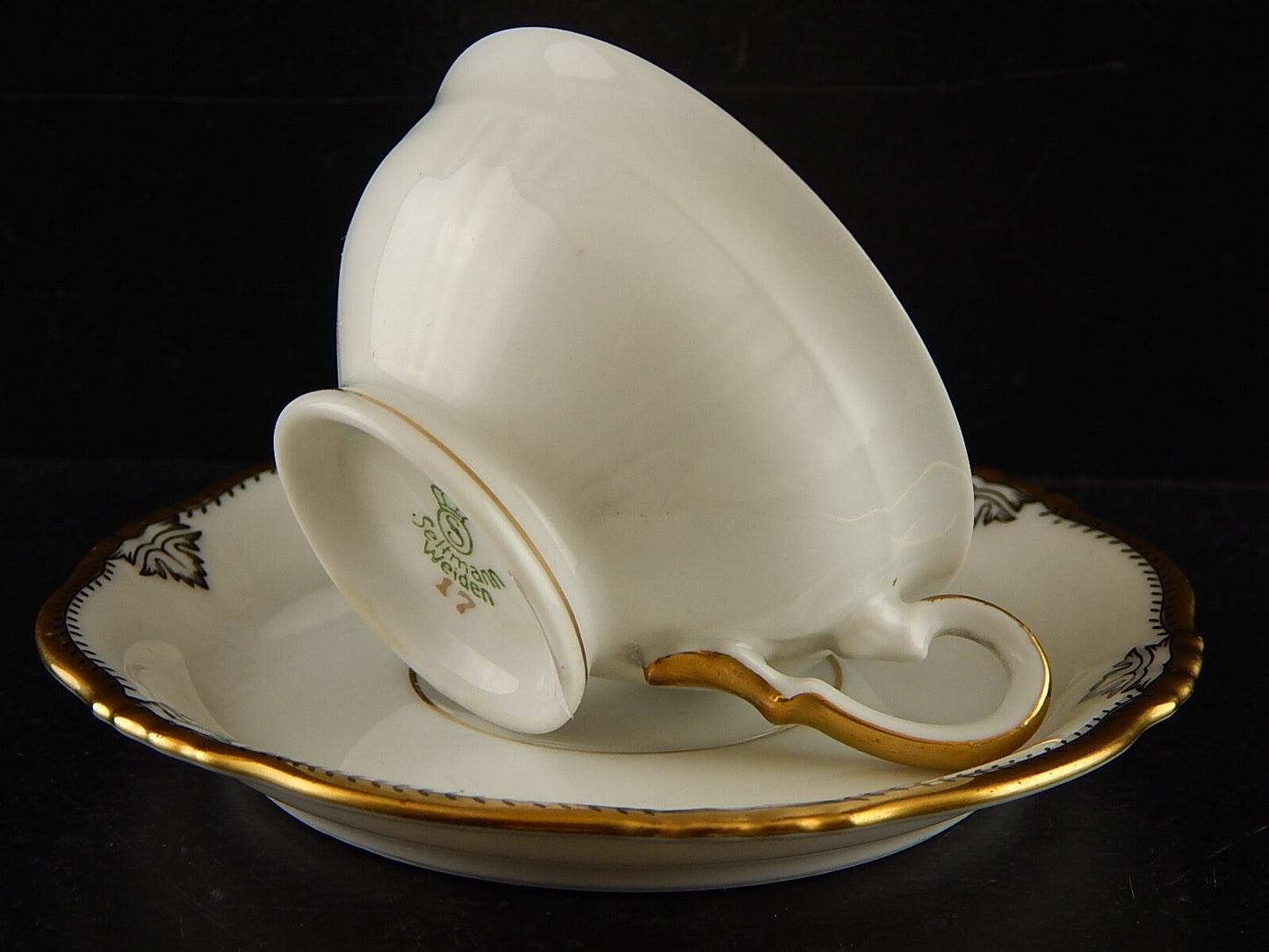 ANTICA ART DECO TAZZINA CAFFÈ PORCELLANA BIANCA E ORO BAVARIA SELTMANN WEIDEN