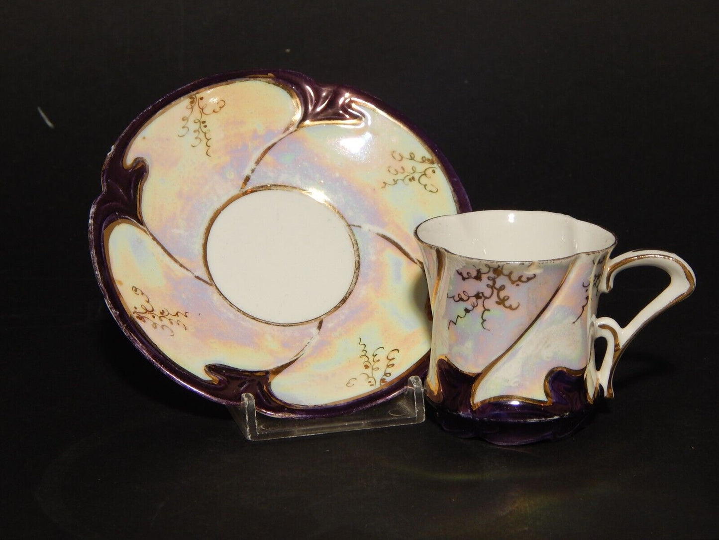 ANTICA ELEGANTE LIBERTY TAZZINA CAFFE' PORCELLANA DECORO A LUSTRO