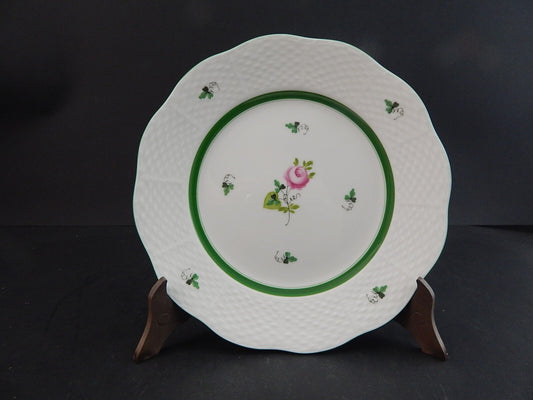 PIATTO DESSERT ROSA DI VIENNA PORCELLANA HEREND HUNGARY DIPINTO A MANO CM 20,5