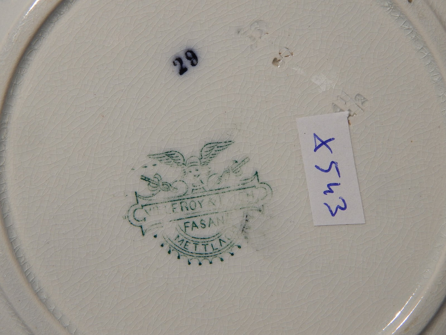 ANTICO ART NOUVEAU PIATTO PORCELLANA VILLEROY&BOCH METTLACH DECORO FASAN