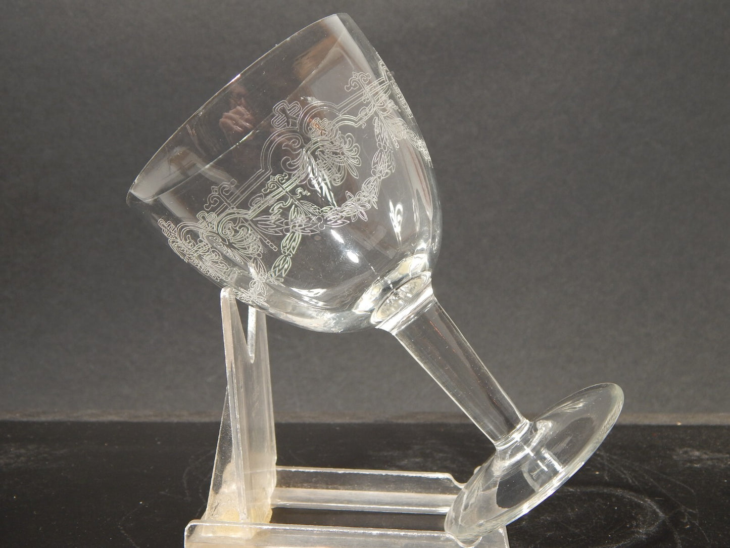 ANTICO LIBERTY PREZIOSO SET 6 CALICI IN CRISTALLO BOEMIA GHIRLANDA INCISA