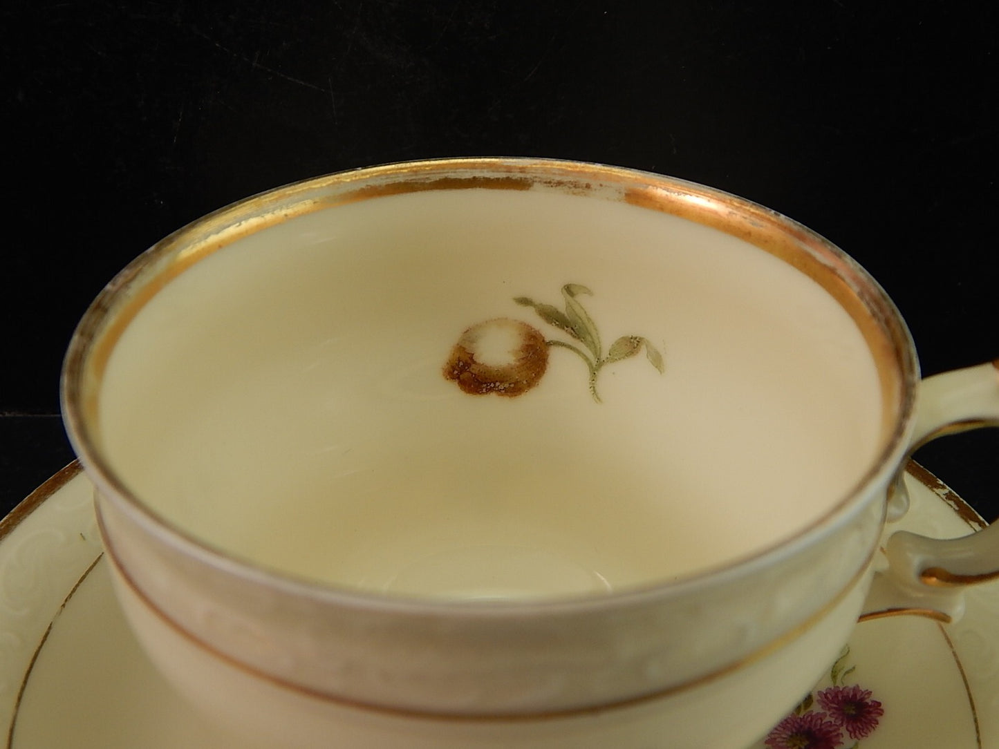 ANTICA TAZZA KPM COPENHAGEN PORCELLANA BOUQUET DI FIORI E ORO DEL 1924 #1204