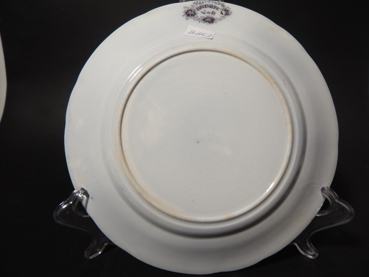 ANTICO PIATTO CERAMICA DISEGNO JARDINIERE VILLEROY & BOCH FINE '800 difetto 1147