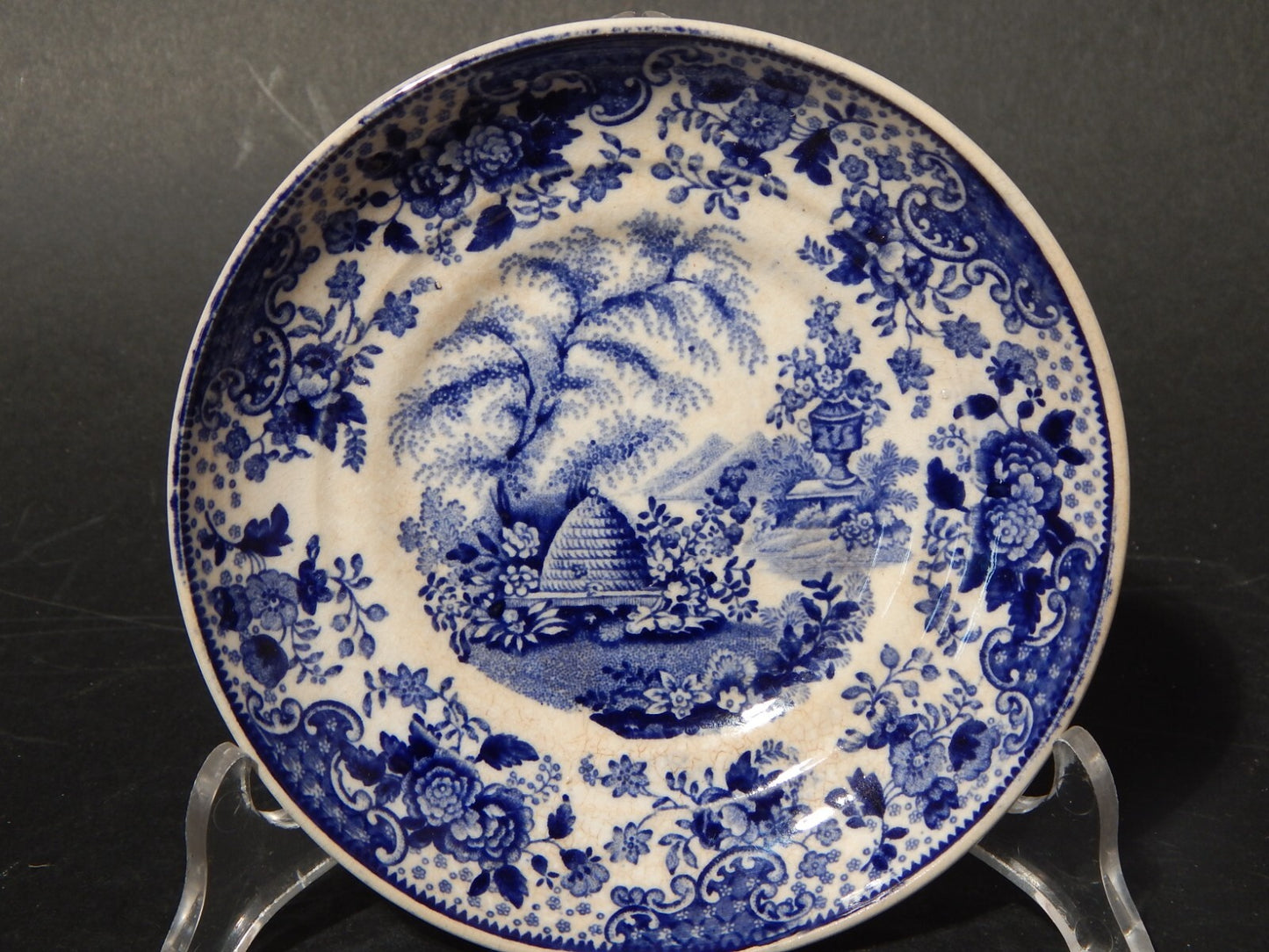 WILLIAM RIDGWAY 1830 ANTICA PREZIOSA TAZZA DA TE' POTTERY BIANCA BLU