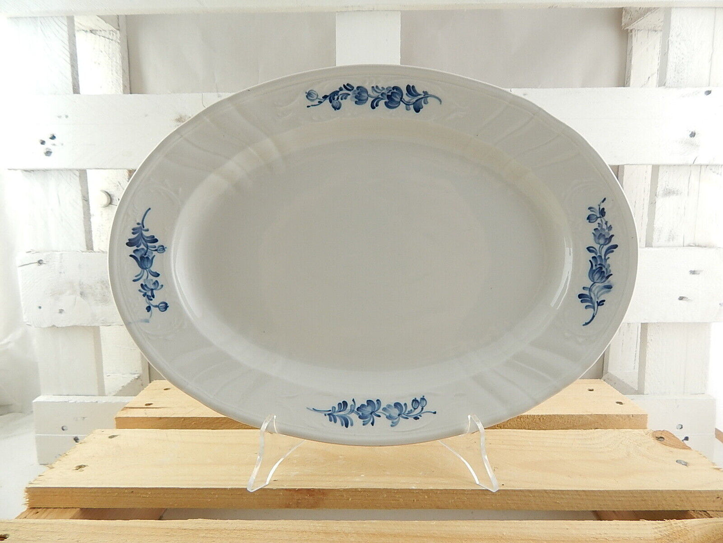 VINTAGE ROYAL COPENHAGEN PORCELLANA JULIANE MARIE VASSOIO TRAY BLUE FLOWER