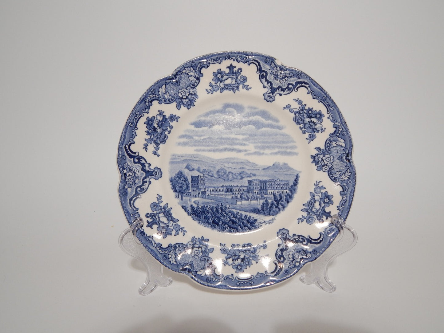 VINTAGE JOHNSON BROS PIATTO OLD BRITAIN CASTLE BLU PORCELLANA DIFETTO #1902