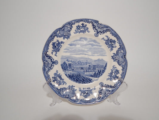 VINTAGE JOHNSON BROS PIATTO OLD BRITAIN CASTLE BLU PORCELLANA DIFETTO #1902