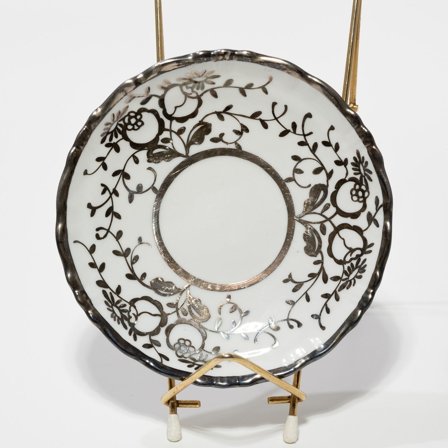 ANTICA TAZZINA CAFFE' PORCELLANA MITTERTEICH BAVARIA ART DECO DECORO ARGENTO