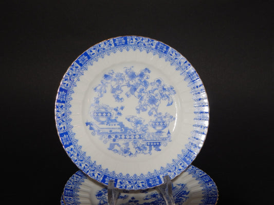 ANTICO SET DESSERT O TORTA 3 PIATTI PORCELLANA BAVARIA DECORO BLAU CHINA