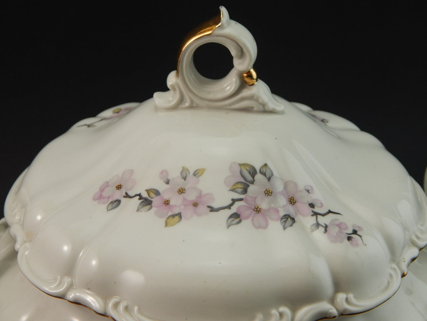 VINTAGE ROCAILLE ZUPPIERA CENTROTAVOLA DURKEN WALLDORF CERAMICA FIORE DI PESCO