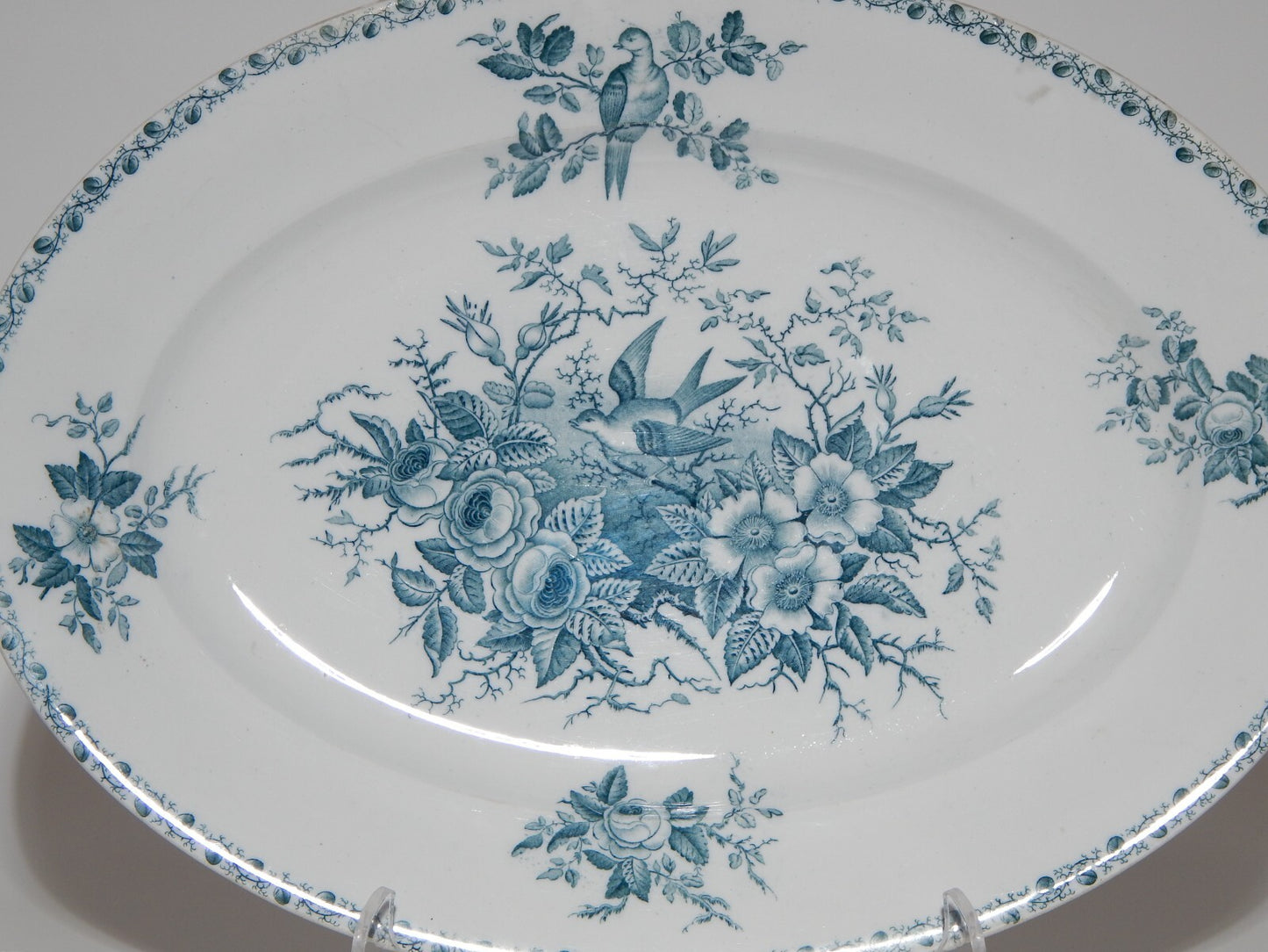 ANTICO RARO GRANDE VASSOIO OVALE CERAMICA RICHARD MILANO FINE 800 DEC. MATTINO