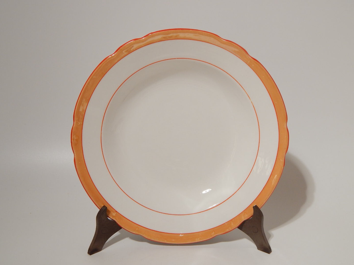 ANTICO ART DECO SERVIZIO TAVOLA 18 PIATTI CERAMICA REVELLI LAVENO FASCIA ARANCIO
