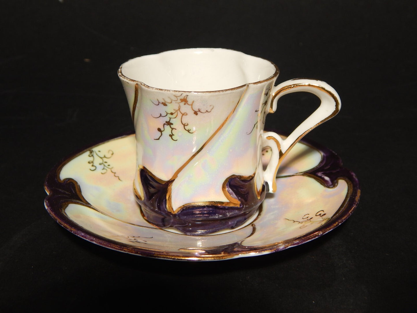 ANTICA ELEGANTE LIBERTY TAZZINA CAFFE' PORCELLANA DECORO A LUSTRO