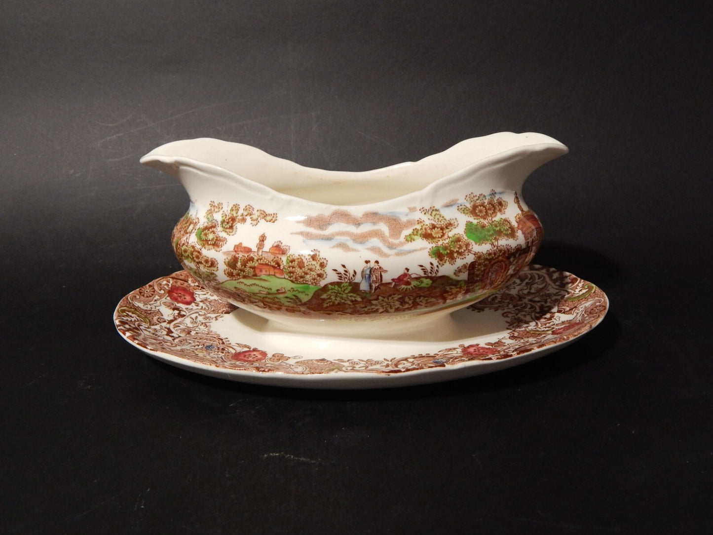 ANTICA SALSIERA SEMI PORCELLANA INGLESE W. R. MIDWINTER LANDSCAPE