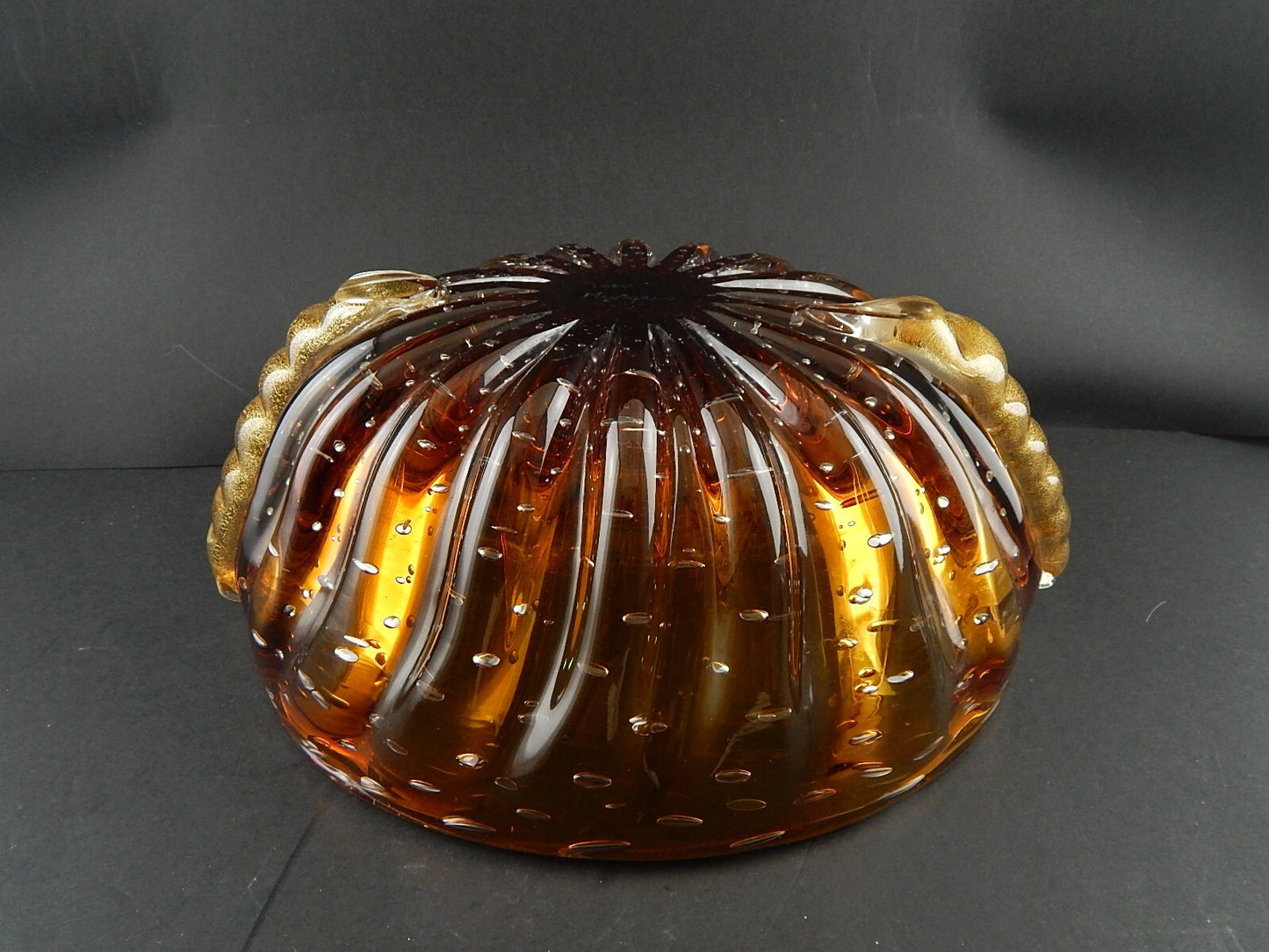 PREZIOSO RARO ART DECO CENTROTAVOLA VASCA VETRO SOFFIATO FIRMATO TOSO MURANO