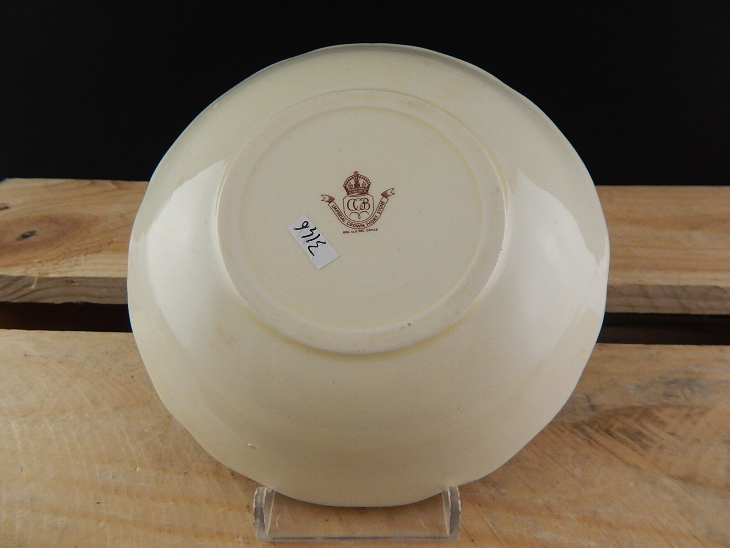 ANTICA TAZZINA CON PIATTINO CERAMICA CCB IMPERIAL CROWN IVORY STONE LA DILIGENZA