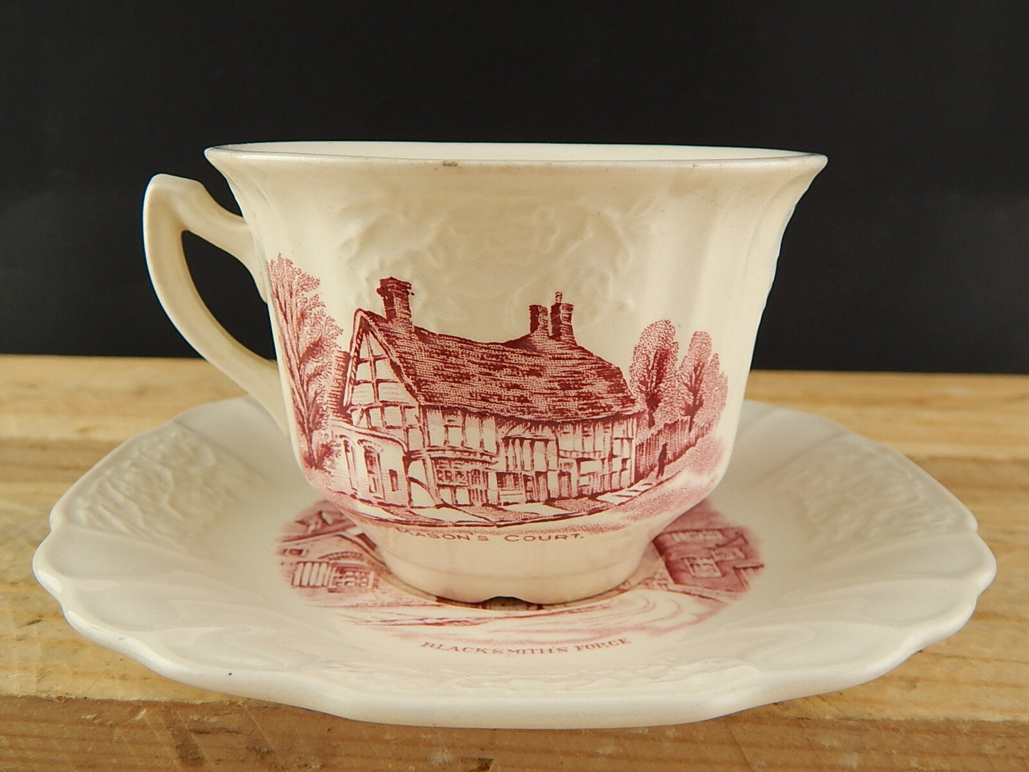 TAZZA CERAMICA ANTICA SHAKESPEARE LAND MYOTT SON & CO 1830 HANLEY BIANCO ROSSO