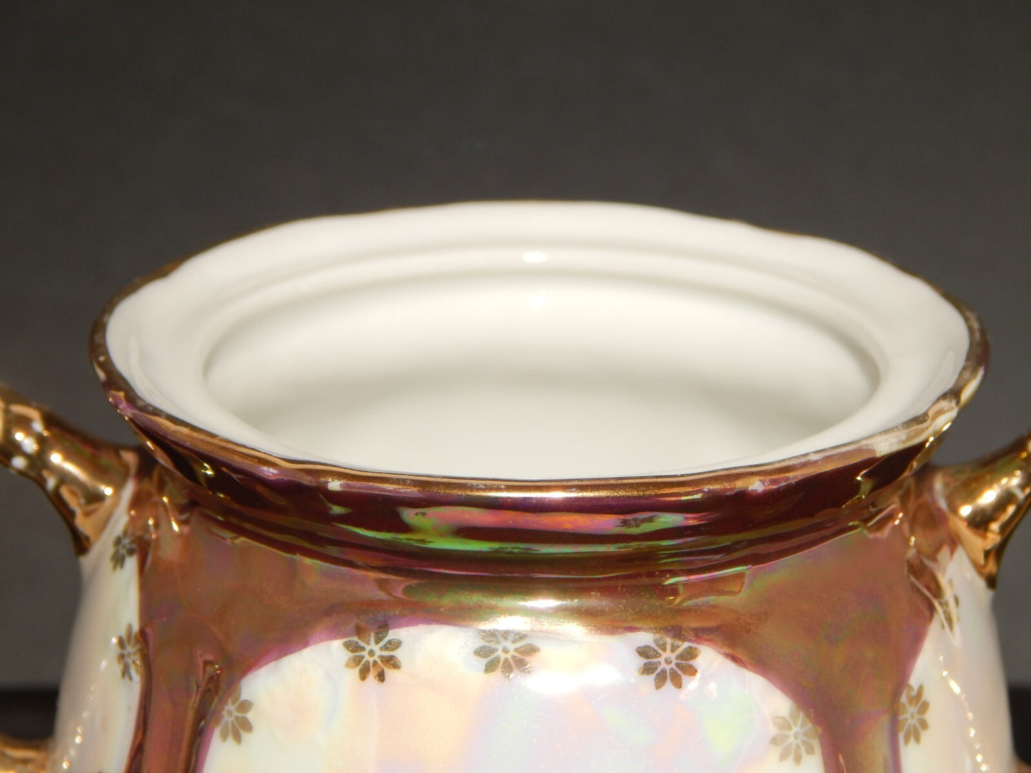 ANTICA LIBERTY PREZIOSA ZUCCHERIERA PORCELLANA GINORI 1896-1910 DECORO A LUSTRO