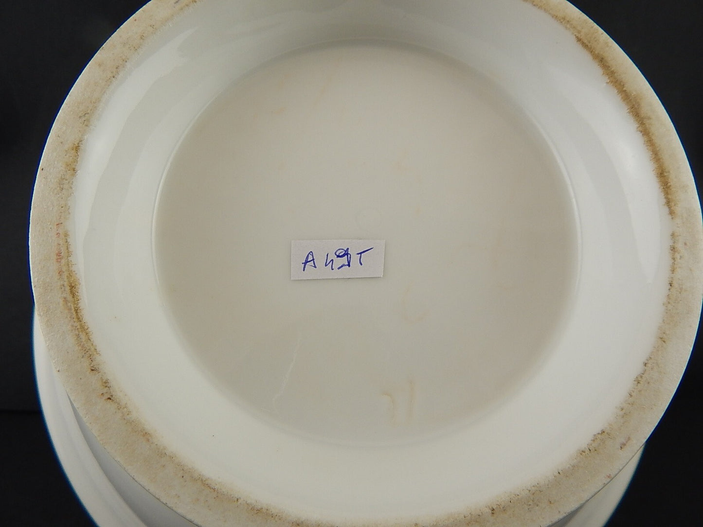 ANTICA FRUTTIERA CENTROTAVOLA PORCELLANA PARIGI BIANCA BLU ORO NAPOLEONE III