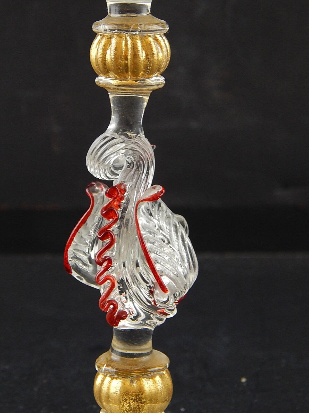 TIPETTO CALICE MURANO VETRO SOFFIATO RIGATO PESCE FIRMATO CORTELLA & BALLARIN #