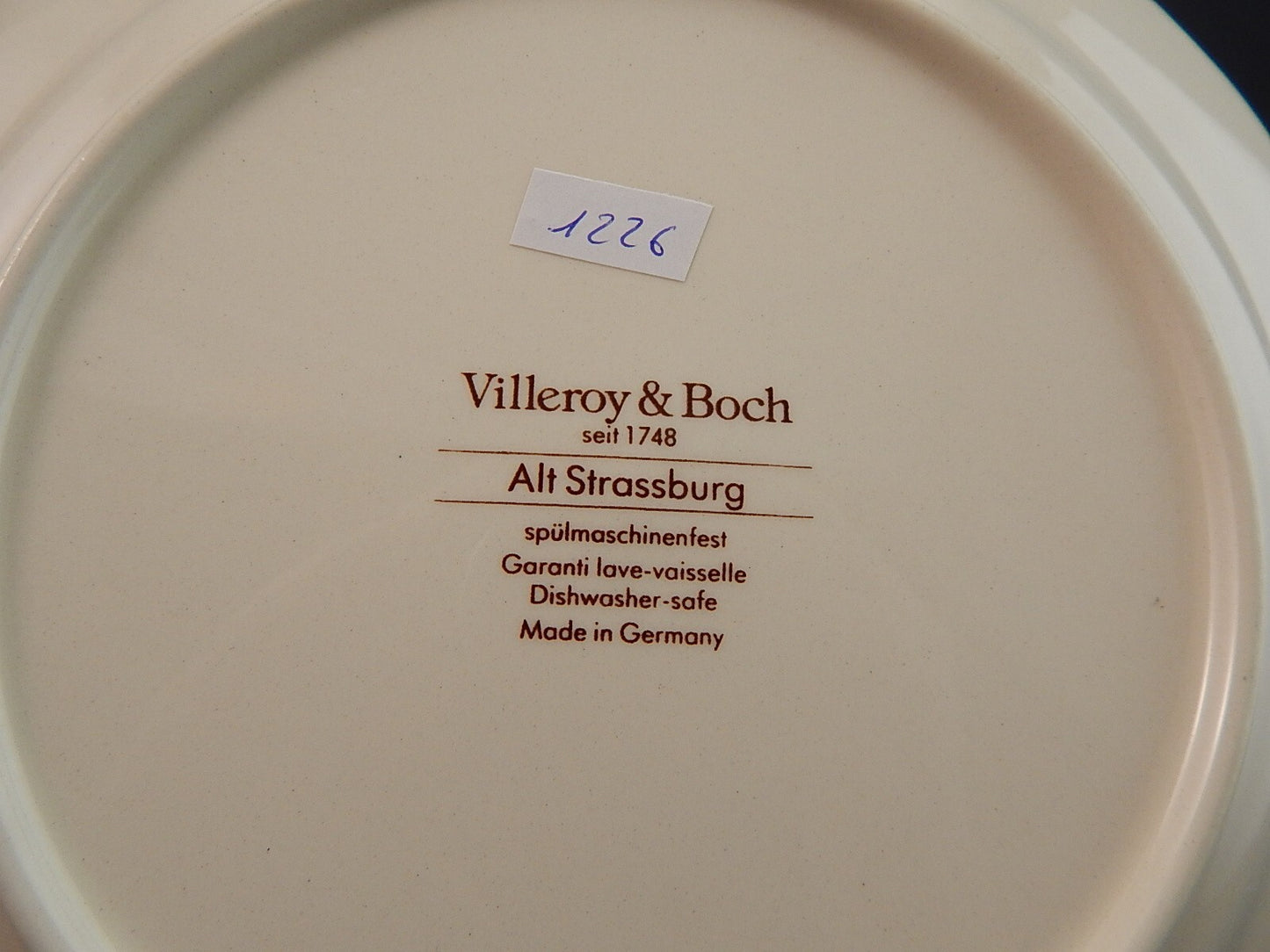 VINTAGE RARO PIATTO CERAMICA VECCHIA STRASBURGO VILLEROY&BOCH #1126