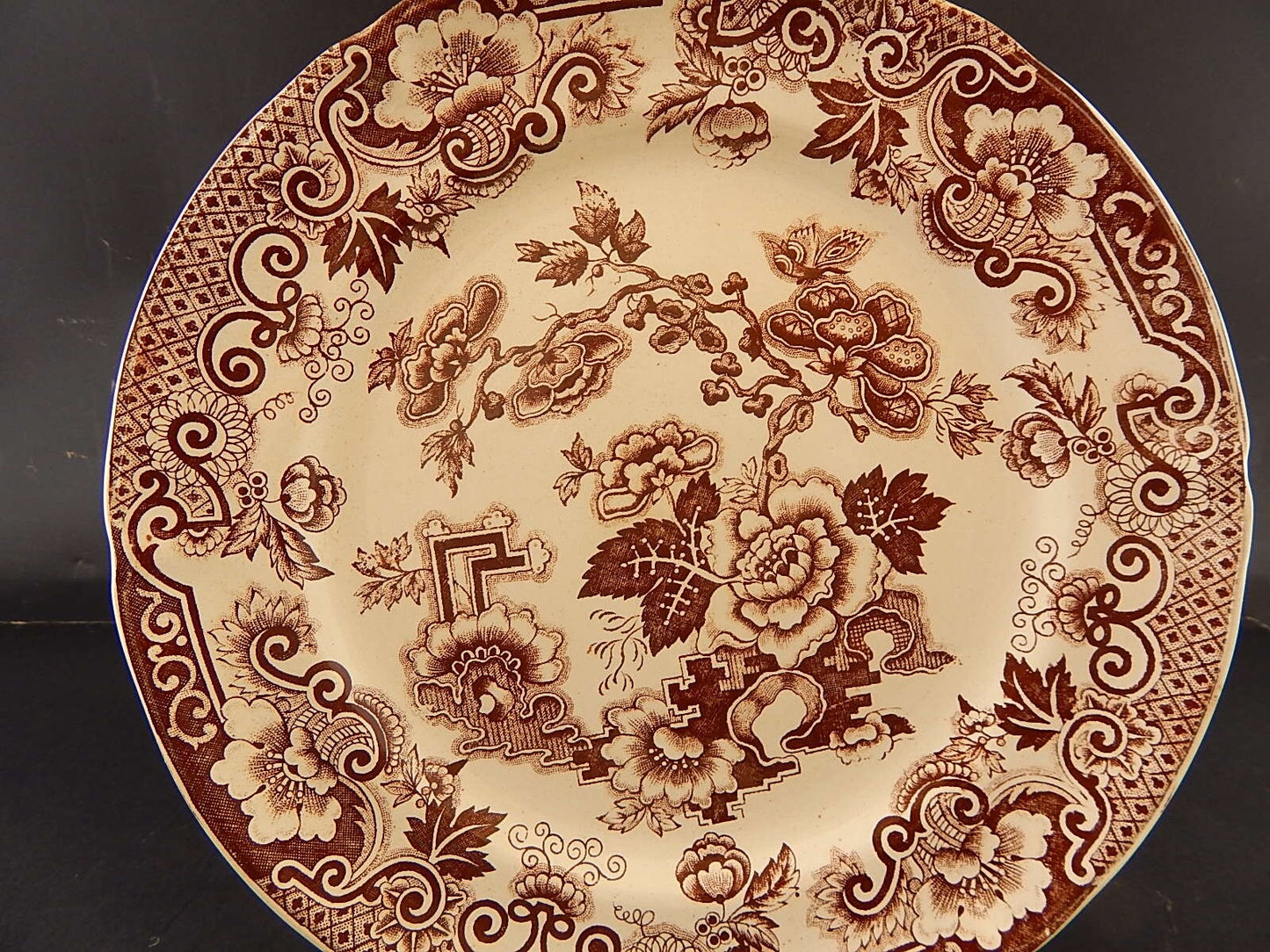 ANTICO 1930 RARO PIATTO CERAMICA RICHARD MILANO DECORO JAPON BIANCO MARRONE