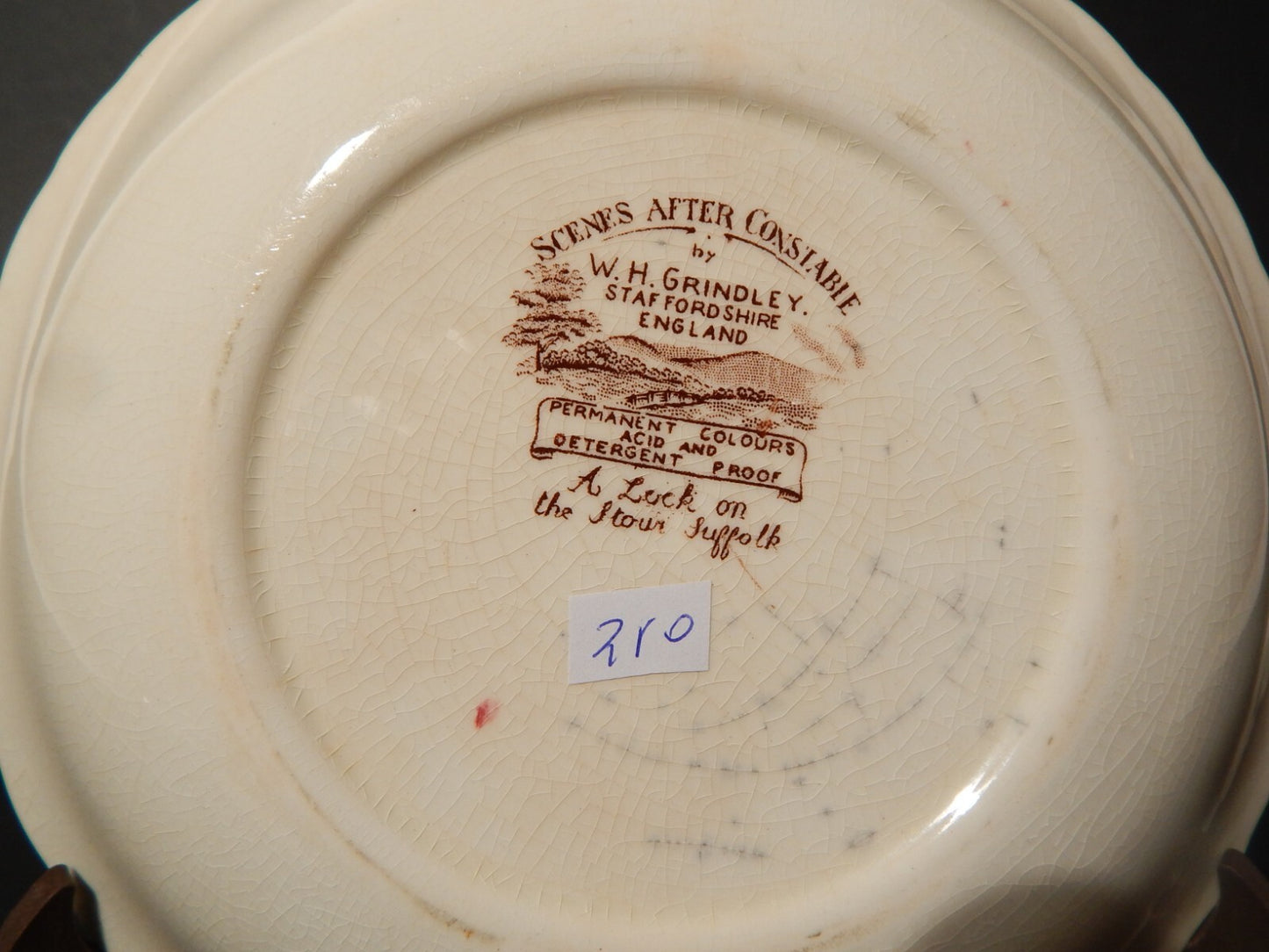 VINTAGE SET 2 CIOTOLE CERAMICA W. H. GRINDLEY STAMPA MANO SCENES AFTER CONSTABLE