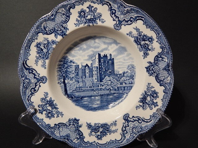 VINTAGE JOHNSON BROS OLD BRITAIN CASTLE BLU PIATTO FONDO SEMI-PORCELLANA