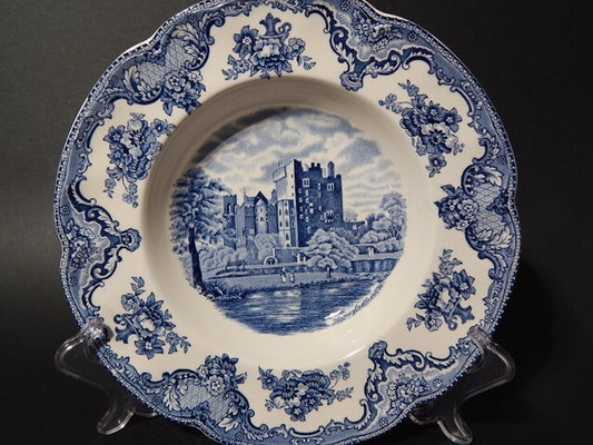 VINTAGE JOHNSON BROS OLD BRITAIN CASTLE BLU PIATTO FONDO SEMI-PORCELLANA