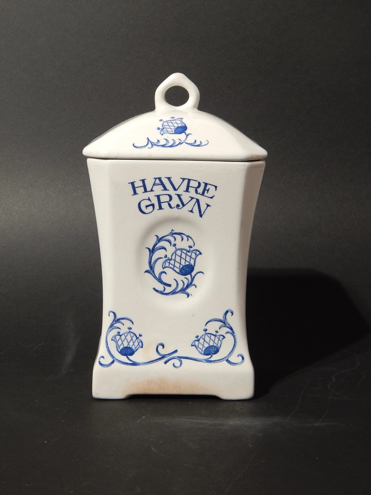 ANTICO RARO LIBERTY VASO BARATTOLO CUCINA CERAMICA RORSTRAND HAVRE GRYN SEMOLA