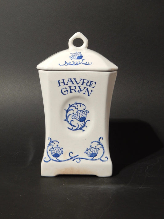 ANTICO RARO LIBERTY VASO BARATTOLO CUCINA CERAMICA RORSTRAND HAVRE GRYN SEMOLA