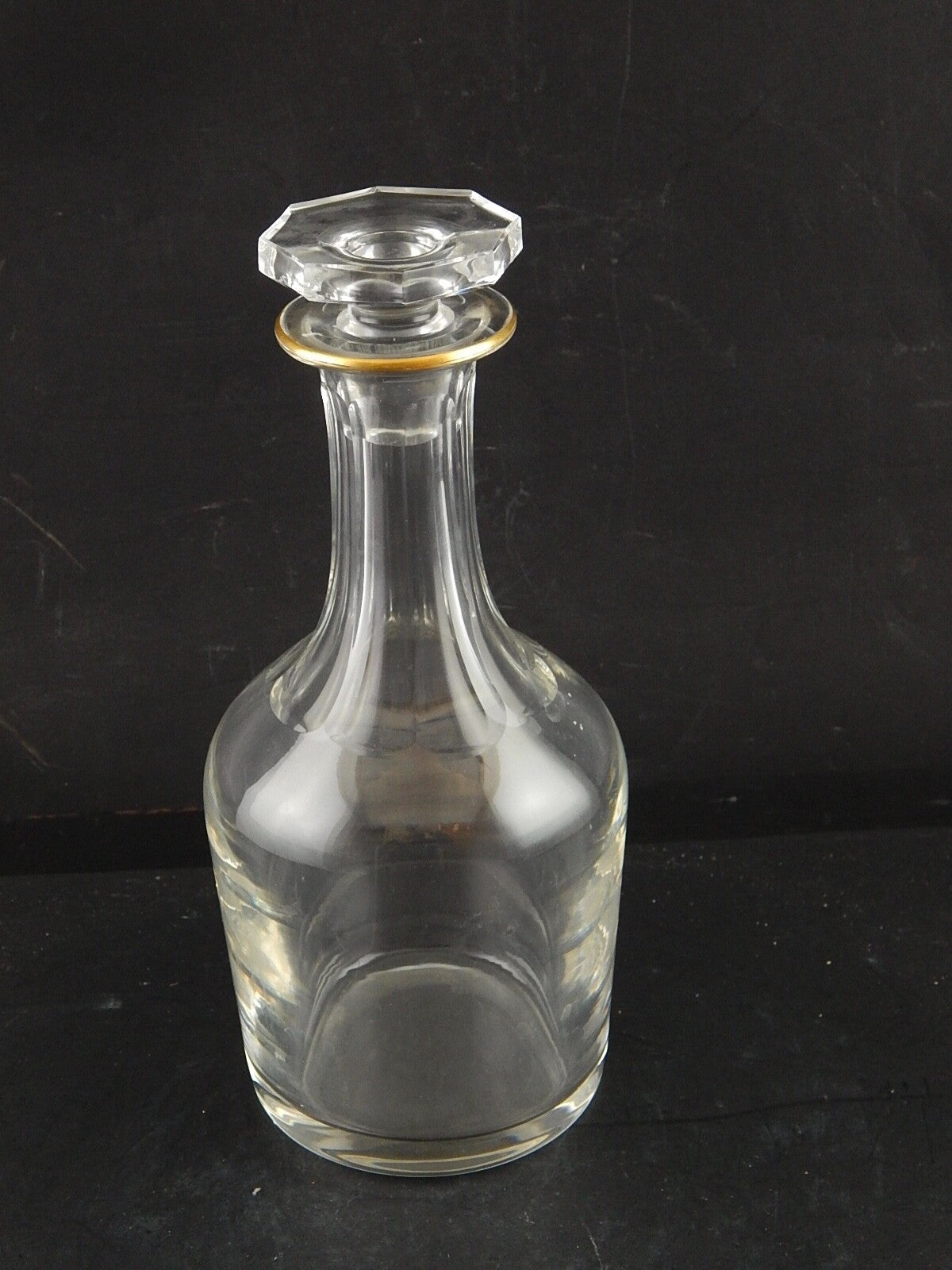 VAL ST LAMBERT FIRMATA ANTICA CARAFFA BOTTIGLIA CRISTALLO MOLATO PROFILO ORO