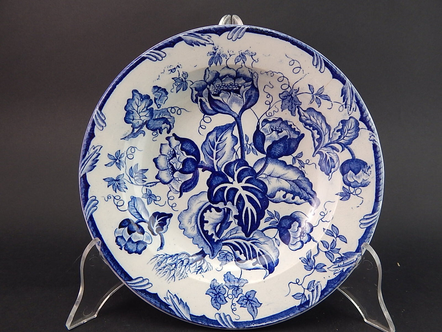 ANTICO PIATTO FONDO NINFEE BLU CERAMICA RICHARD MILANO FINE 800 WATER NYMPH A895