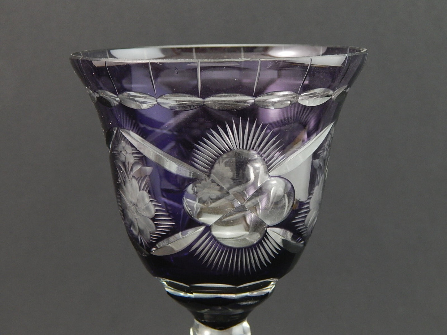 PREZIOSO VINTAGE BICCHIERE CALICE CRISTALLO BOEMIA MOLATO A1048