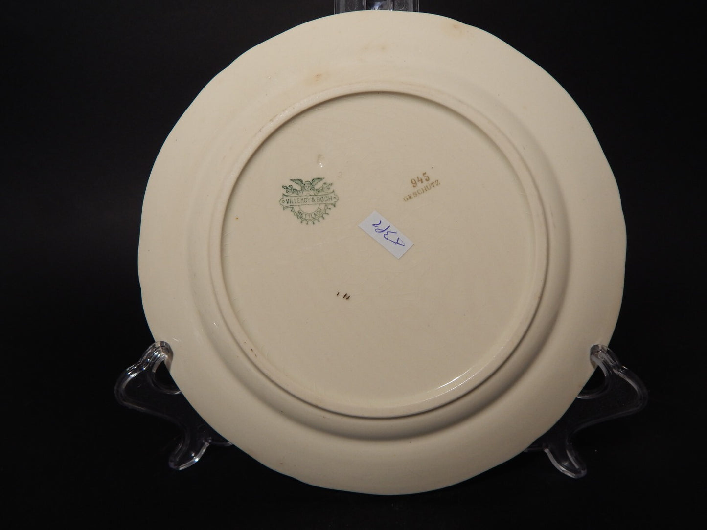 ANTICO RARO PIATTO CERAMICA VILLEROY&BOCH METTLACH DI FINE 1800 CM 23