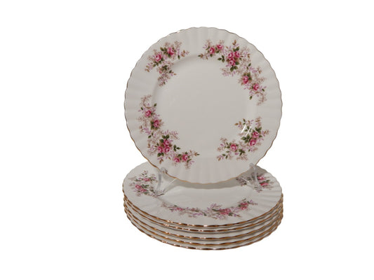 PORCELLANA ROYAL ALBERT LAVENDER ROSE SERVIZIO VINTAGE 6 PIATTI DESSERT 21 CM