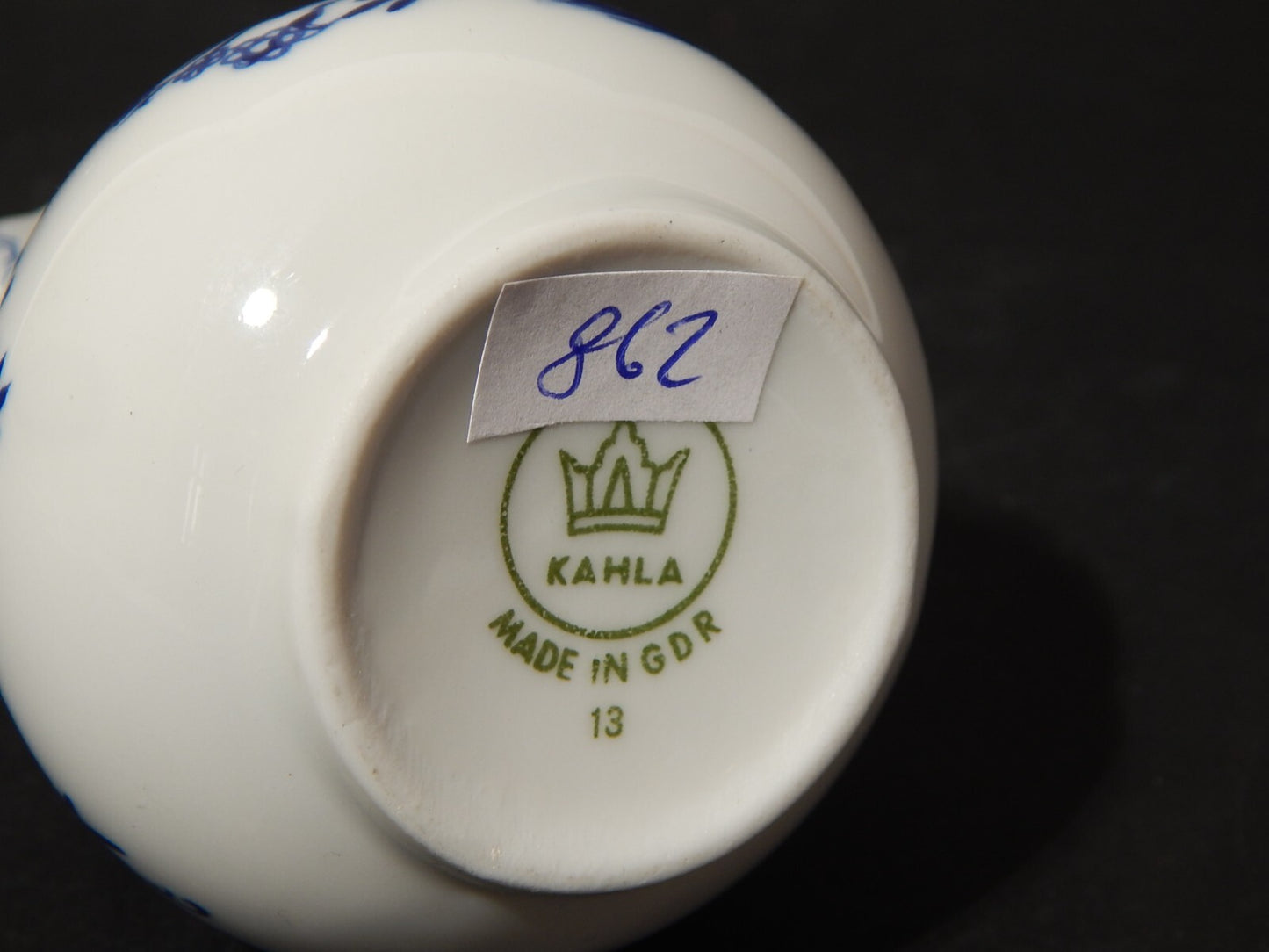 VINTAGE LATTIERA BRICCO PORCELLANA KAHLA GDR CIPOLLA BLU