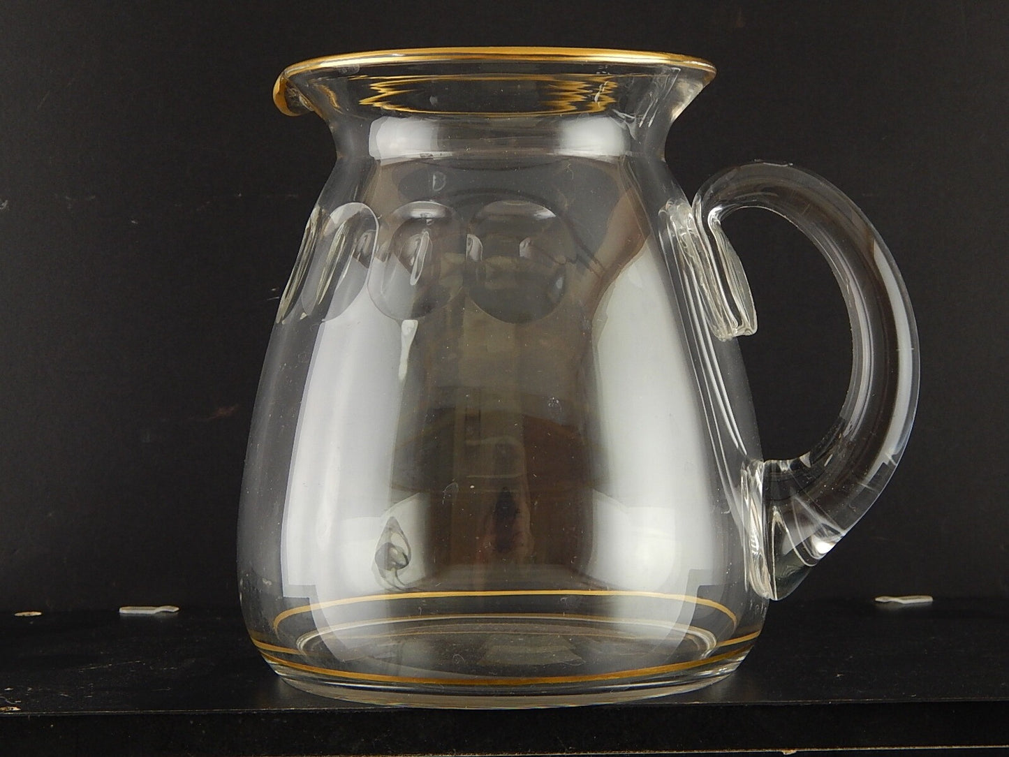 VAL ST LAMBERT FIRMATA ANTICA CARAFFA CRISTALLO MOLATO CON PROFILO ORO 24 K