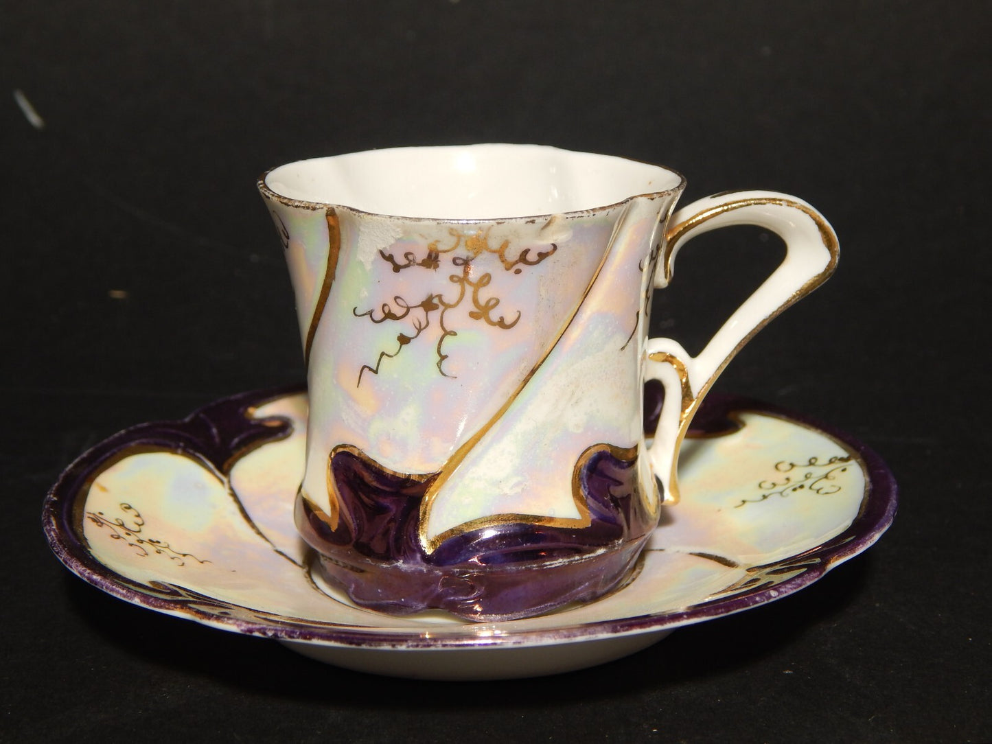 ANTICA ELEGANTE LIBERTY TAZZINA CAFFE' PORCELLANA DECORO A LUSTRO