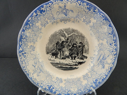 ANTICO PIATTO UMORISTICO CERAMICA FRANCESE SECONDA META' 800 IL CACCIATORE #9814