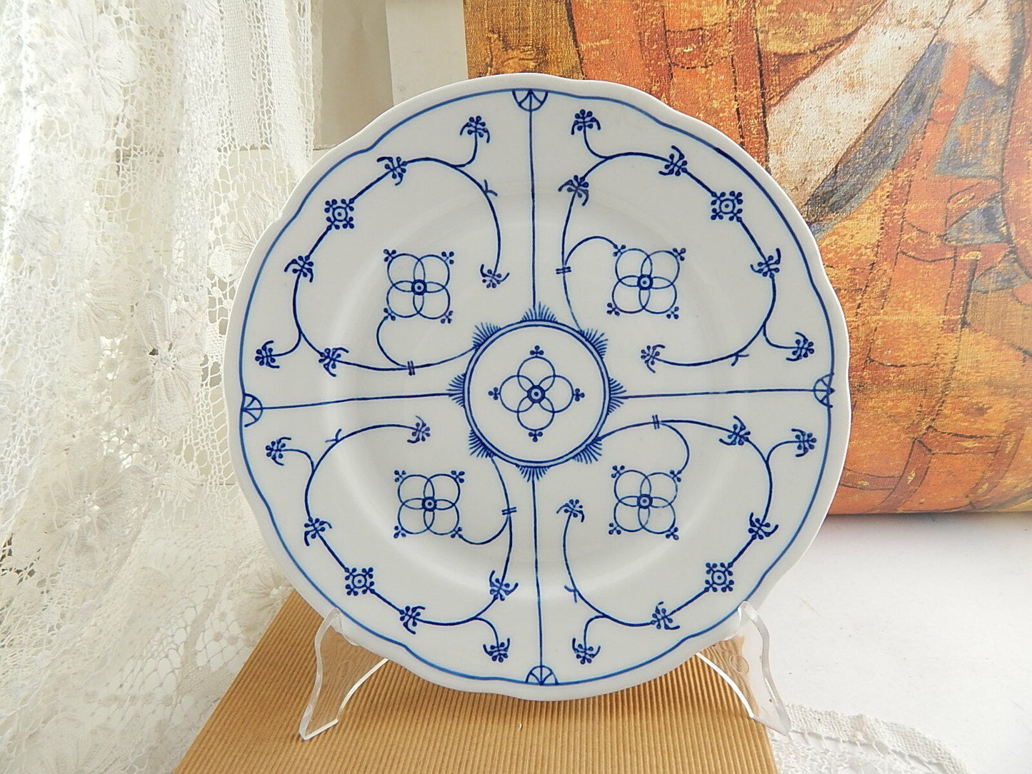 ANTICO RARO PIATTO PIANO PORCELLANA BLUE FLUTED WINTERLING BAVARIA DIFETTO #3