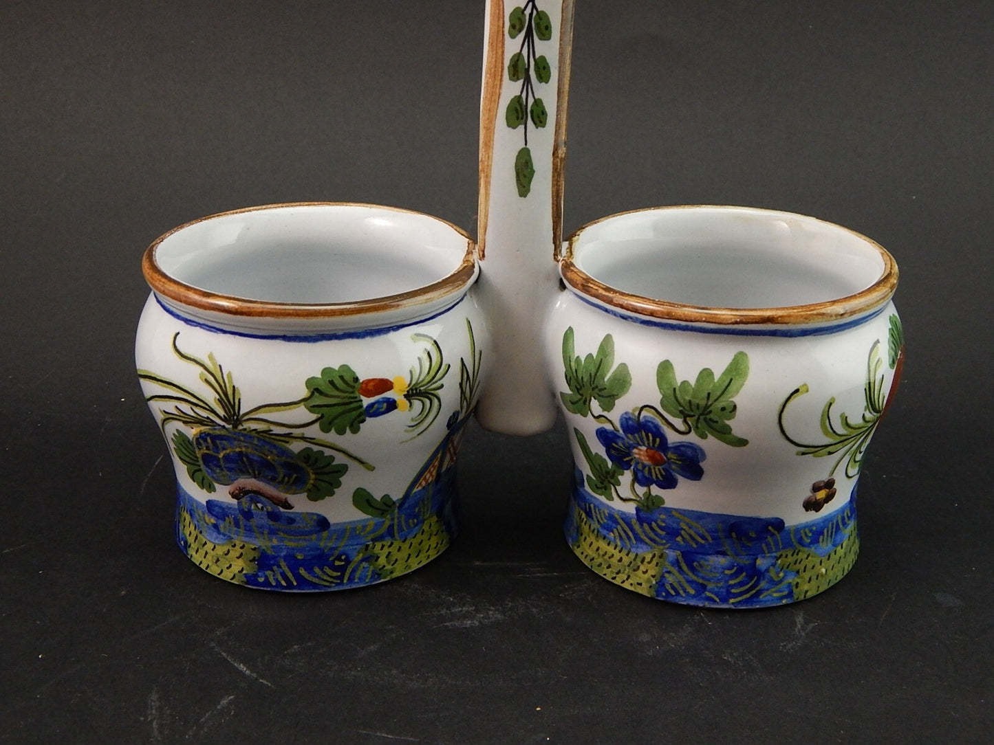 ANTICO PORTA CONDIMENTI DECORO GAROFANO MAIOLICA FORNACE CERAMICA BUBANI FAENZA