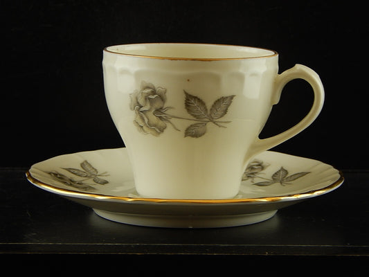 VINTAGE PREZIOSA RICHARD GINORI TAZZINA CAFFE' PORCELLANA DECORO LA ROSA GRIGIA