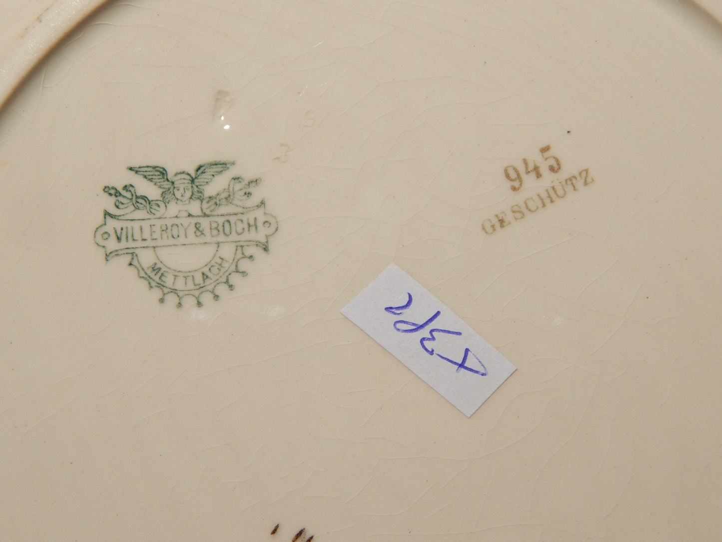 ANTICO RARO PIATTO CERAMICA VILLEROY&BOCH METTLACH DI FINE 1800 CM 23