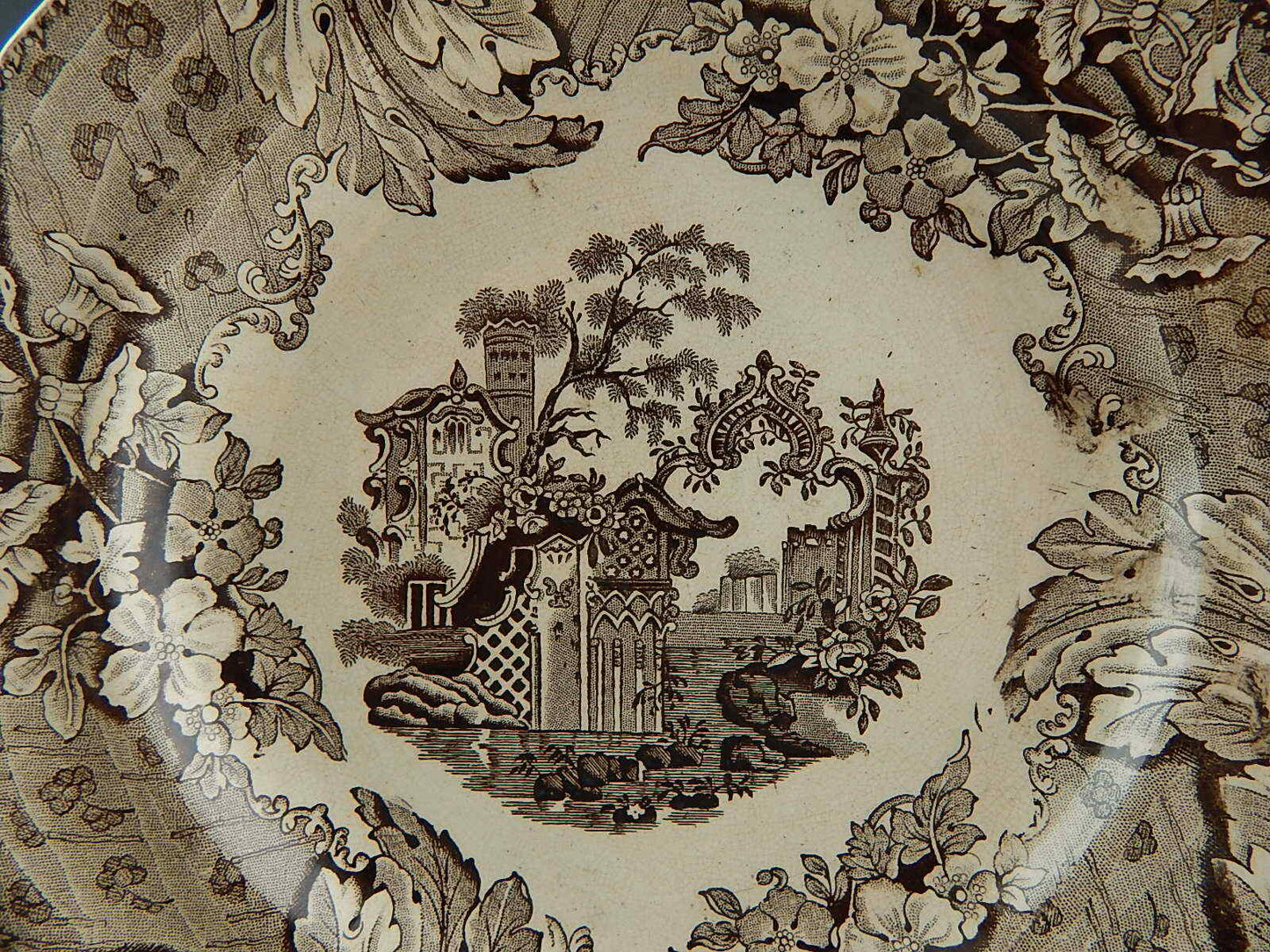 ANTICO PIATTO CERAMICA POTTERY INGLESE MINTON 1850 DECORO DEVON PATTERN MUSEALE
