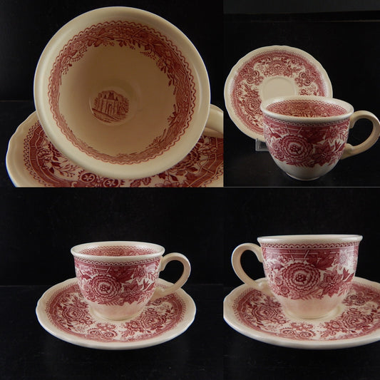 VINTAGE TAZZA CAFFE' PORCELLANA VILLEROY&BOCH DECORO BURGENLAND ROSSO