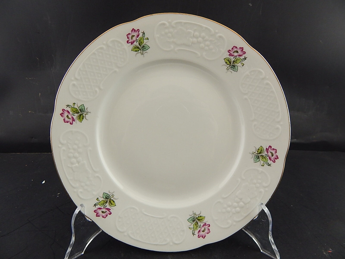 ANTICO RICHARD GINORI PIATTO PIANO PORCELLANA DECORO ROSA CANINA
